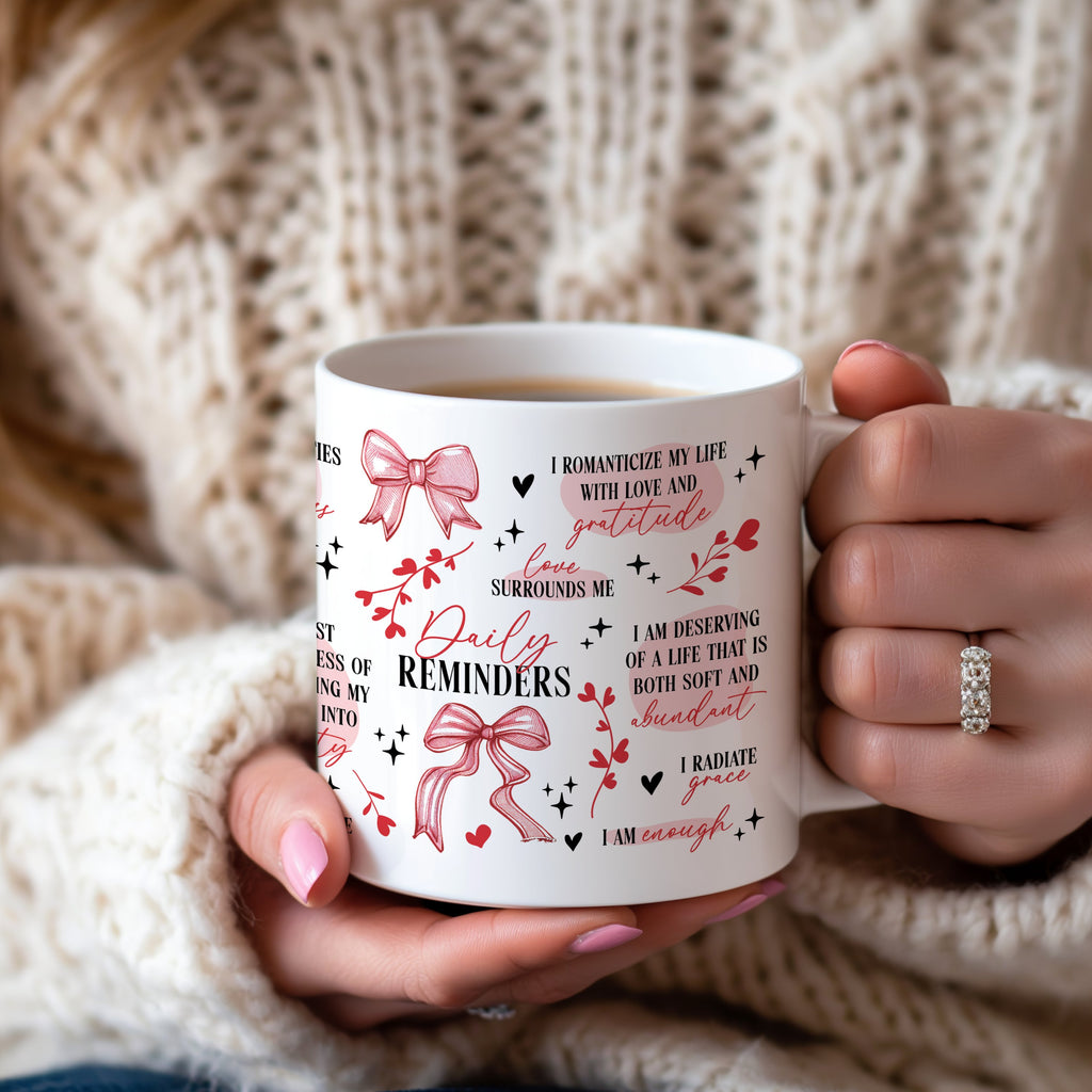 Positive Affirmation Pink Bow Mug