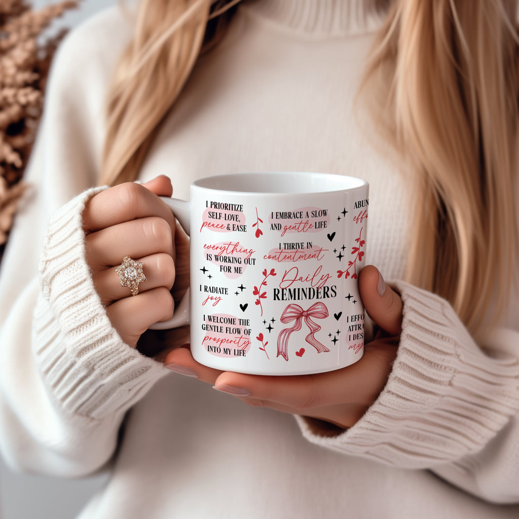 Positive Affirmation Pink Bow Mug