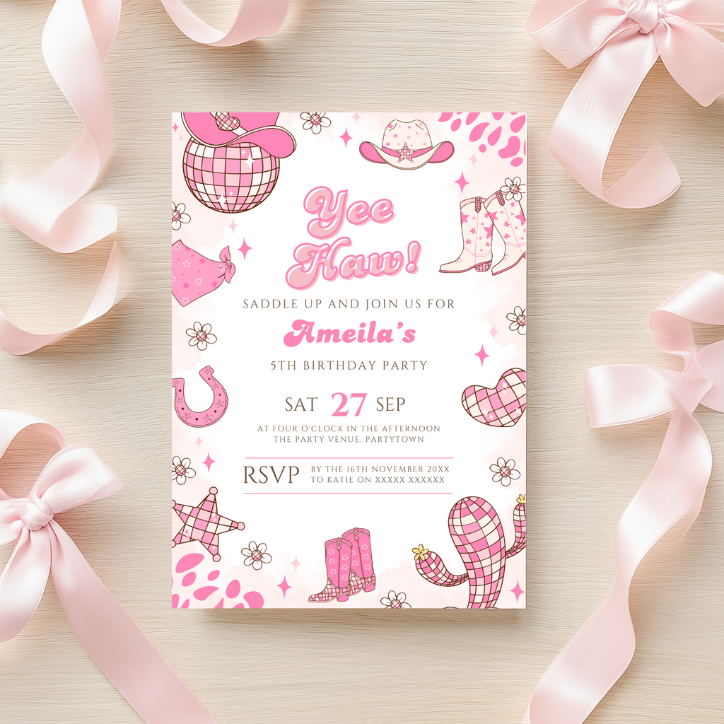 Space Cowgirl Birthday Invitation