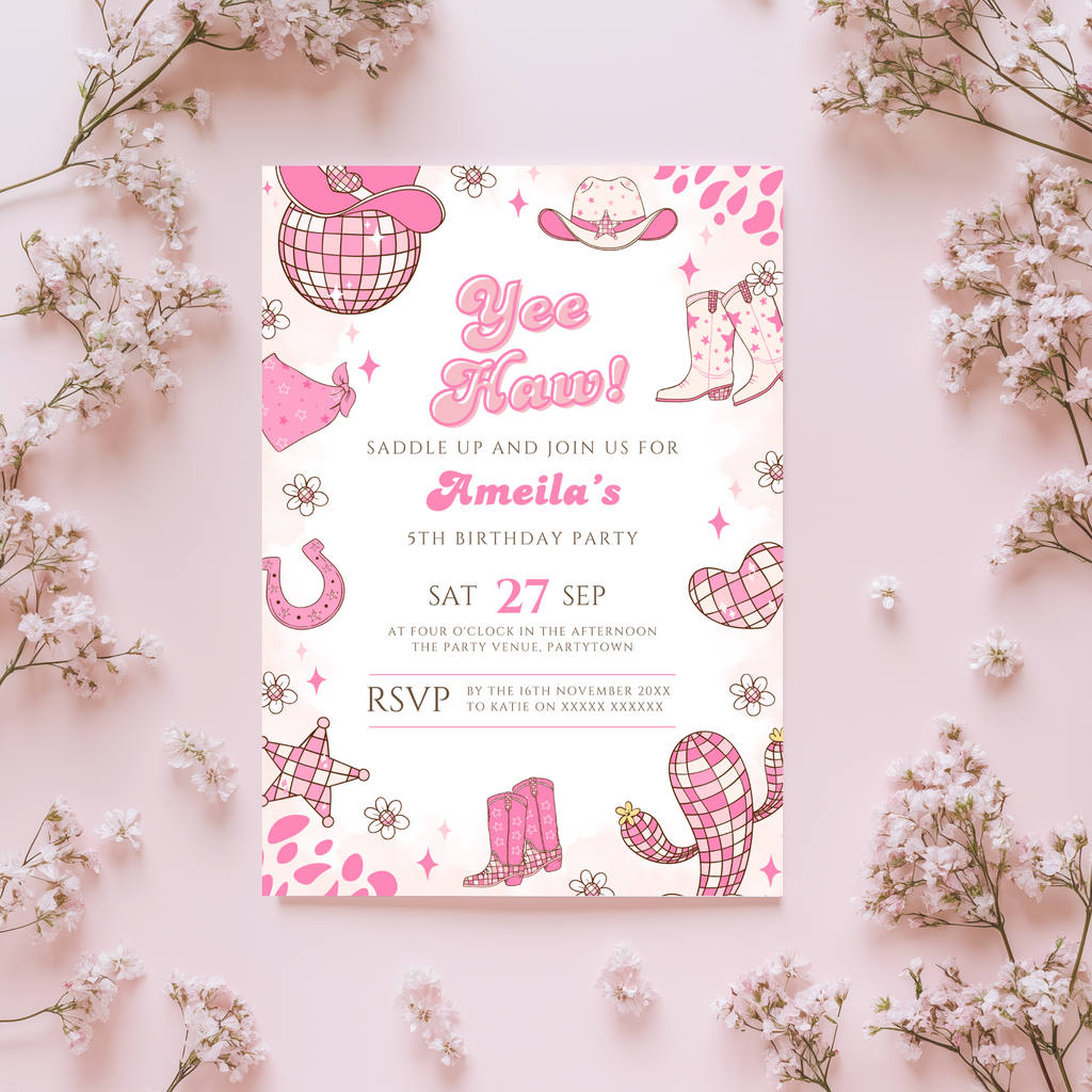 Space Cowgirl Birthday Invitation