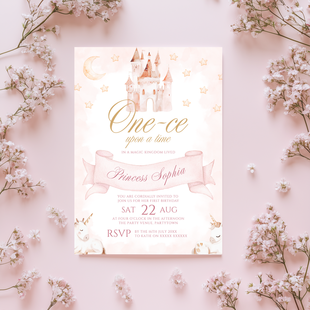 Princess 'One-ce Upon A Time' 1st Birthday Invitation