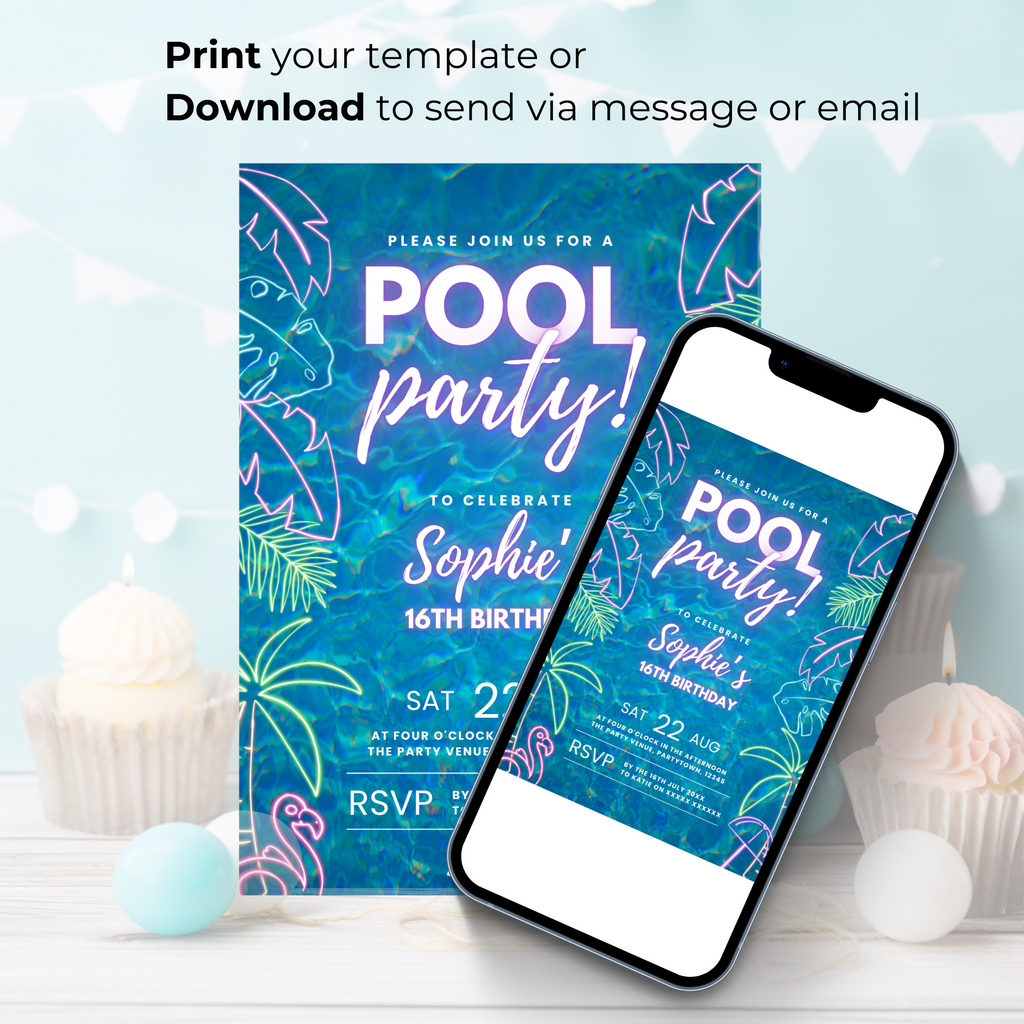 Pool Party Birthday Invitation