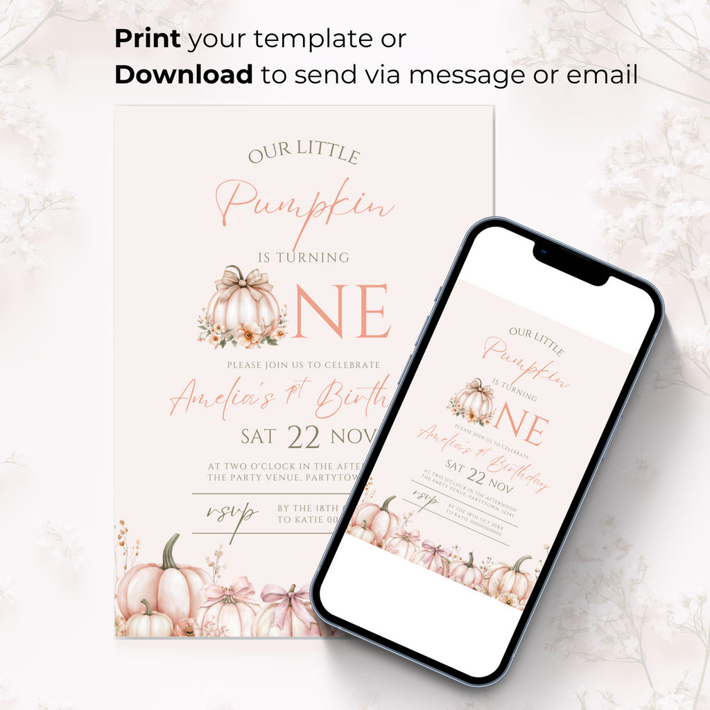 Our Little Pumpkin First Birthday Invitation