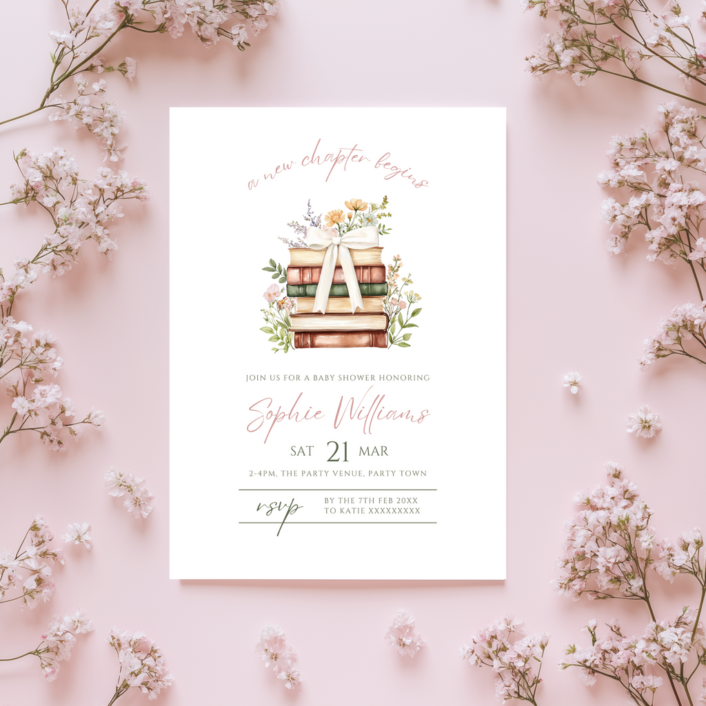 A New Chapter Begins Baby Shower Invitation