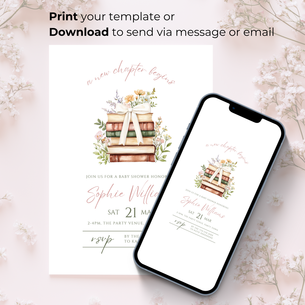 A New Chapter Begins Baby Shower Invitation