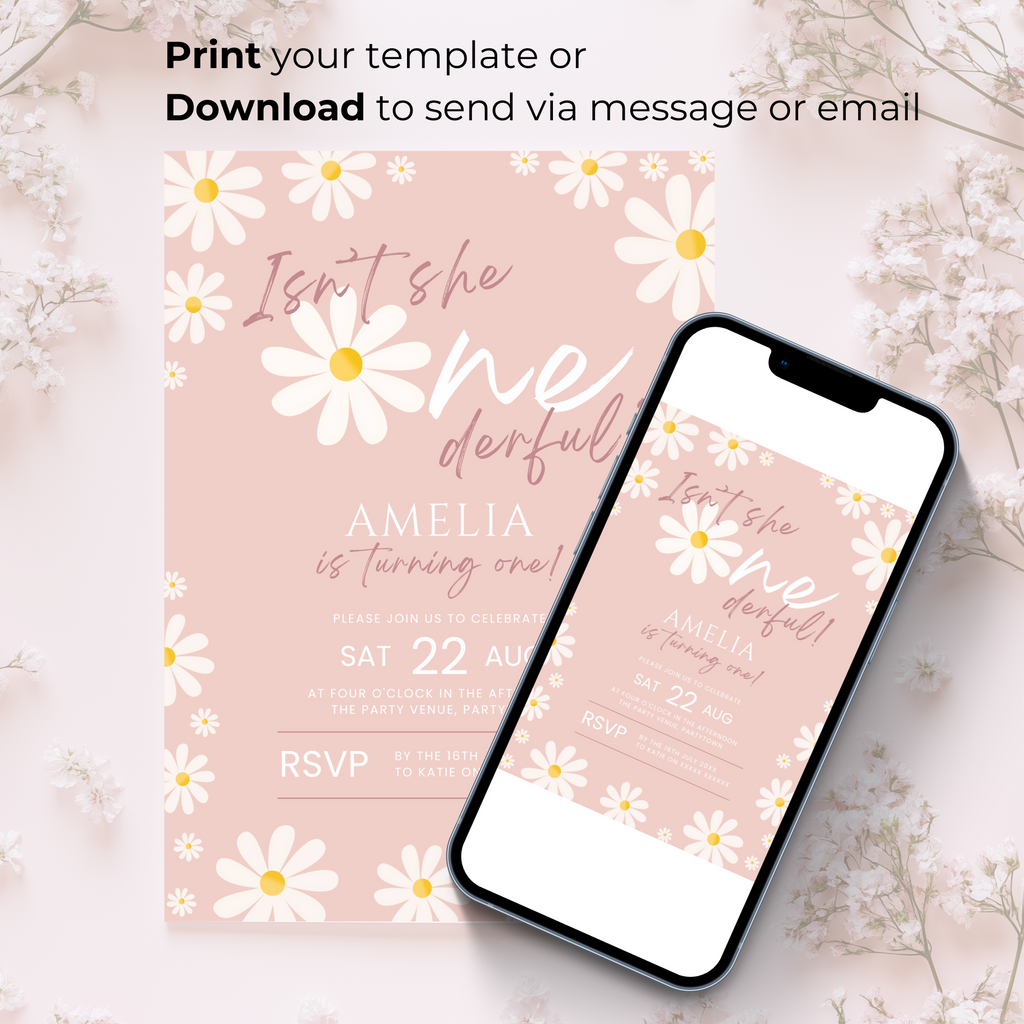 Daisy 'Isn't She Onederful' Birthday Invitation