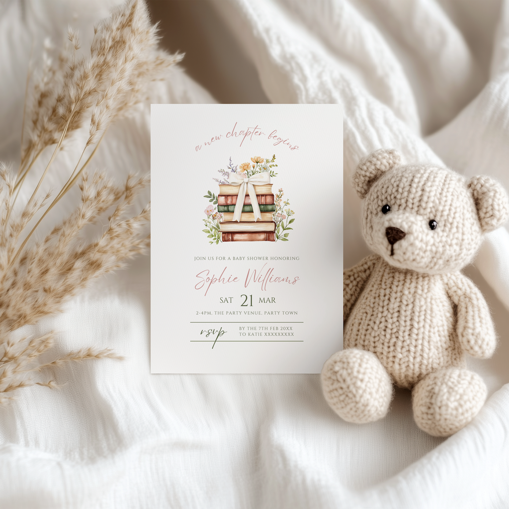 A New Chapter Begins Baby Shower Invitation