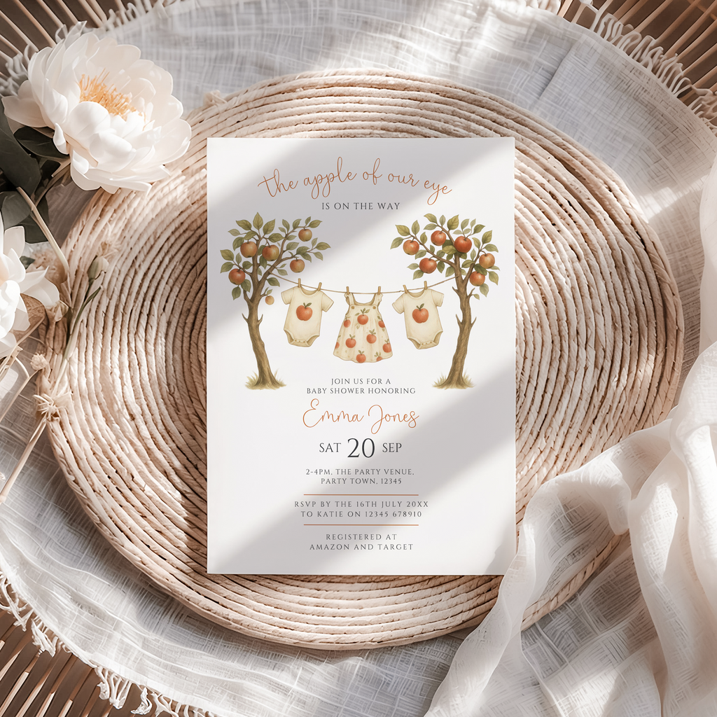 Apple Of Our Eye Baby Shower Invitation