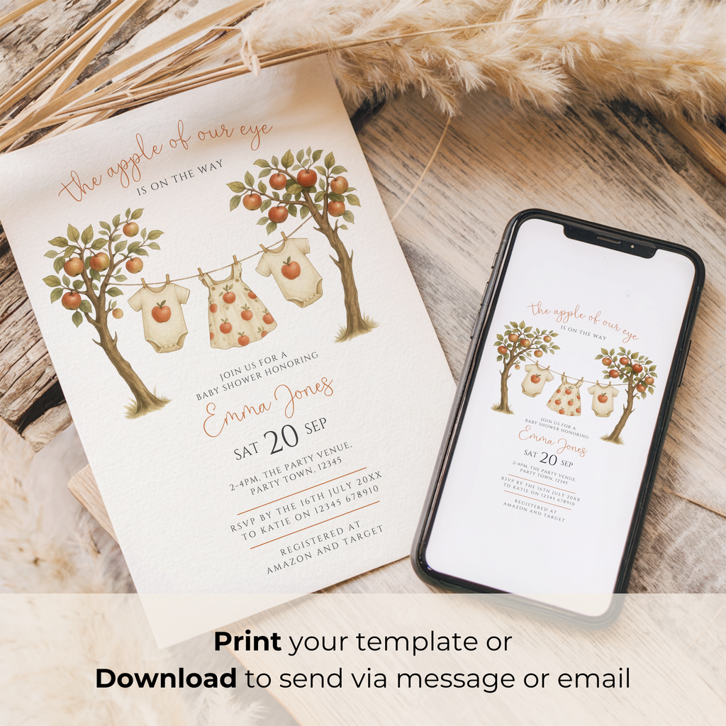 Apple Of Our Eye Baby Shower Invitation