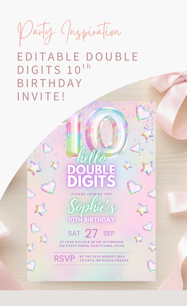 Hello Double Digits 10th Birthday Invitation