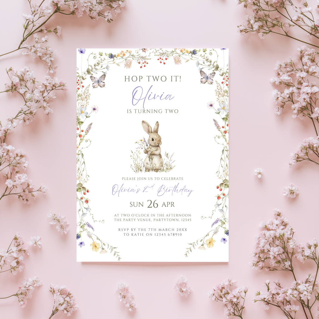 Hop Two It 2nd Birthday Invitation
