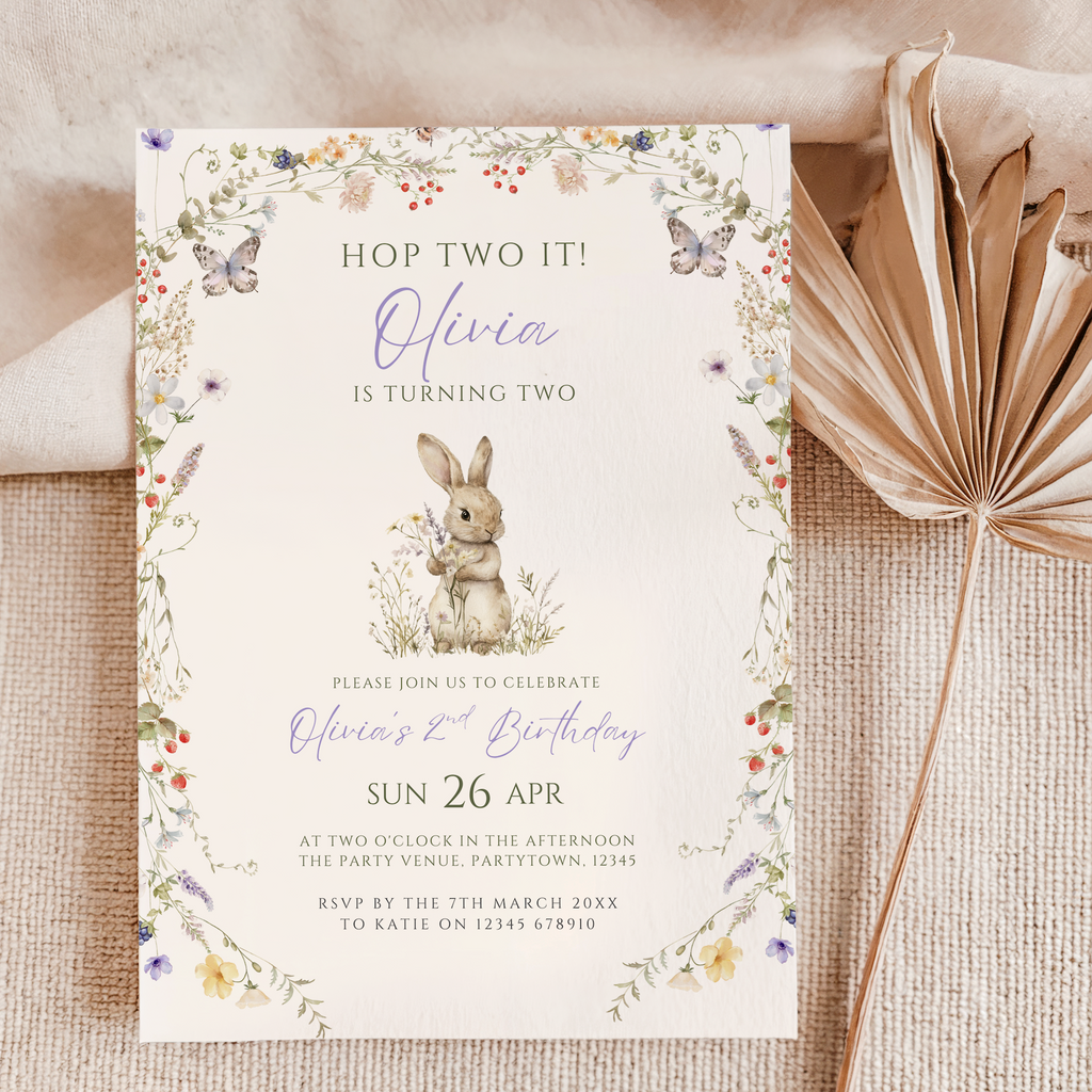 Hop Two It 2nd Birthday Invitation