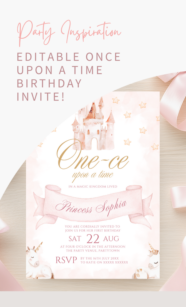 Princess 'One-ce Upon A Time' 1st Birthday Invitation