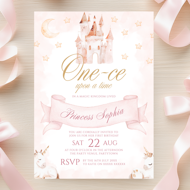 Princess 'One-ce Upon A Time' 1st Birthday Invitation