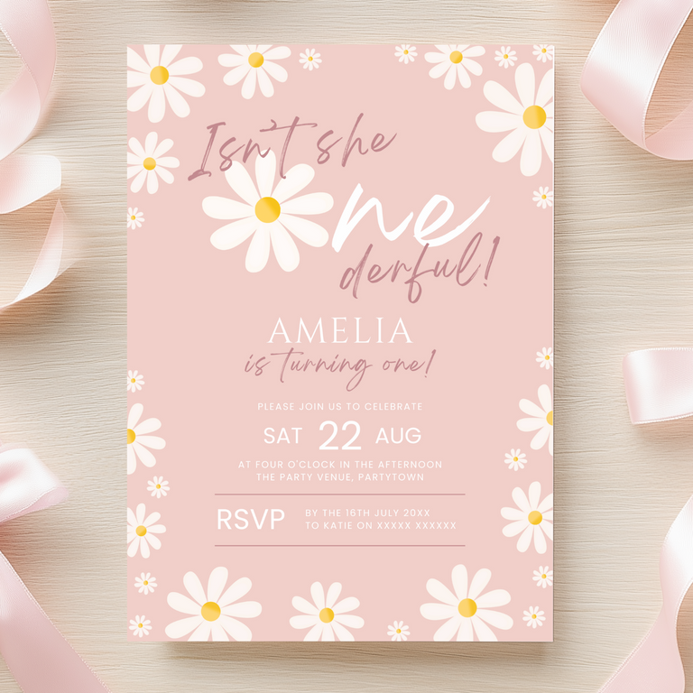 Daisy 'Isn't She Onederful' Birthday Invitation