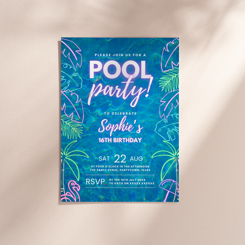 Pool Party Birthday Invitation