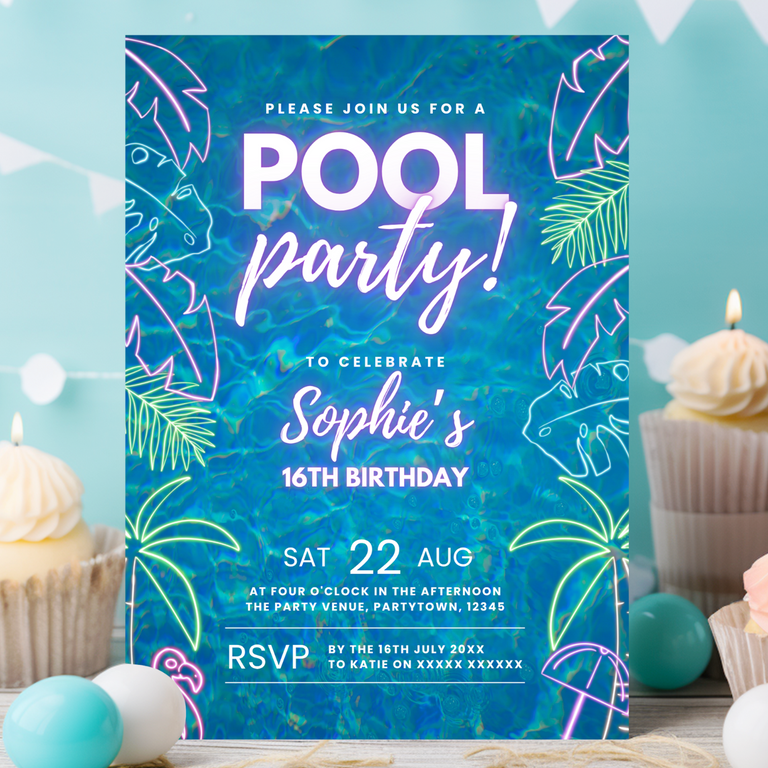 Pool Party Birthday Invitation