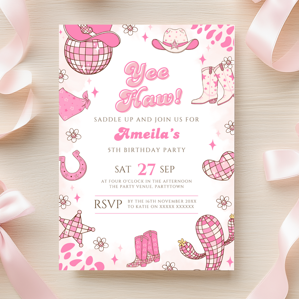 Space Cowgirl Birthday Invitation