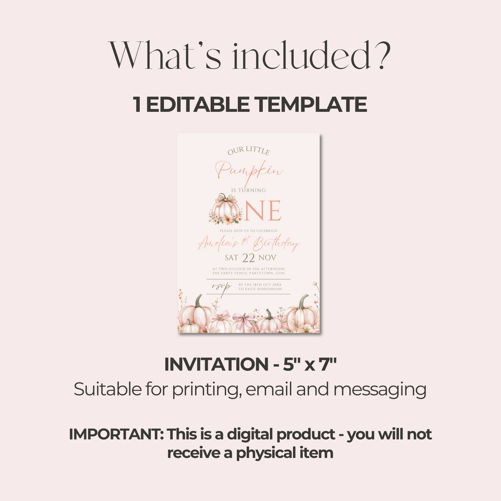 Our Little Pumpkin First Birthday Invitation