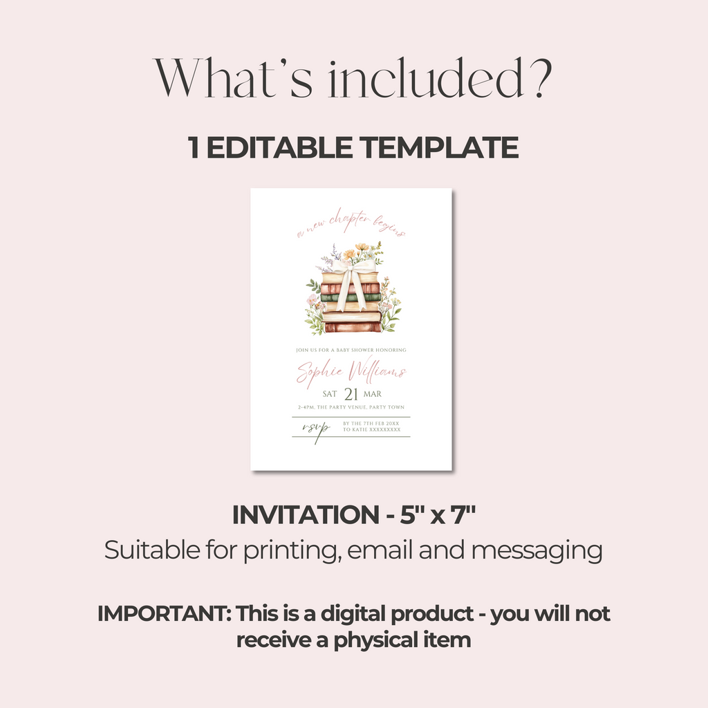 A New Chapter Begins Baby Shower Invitation