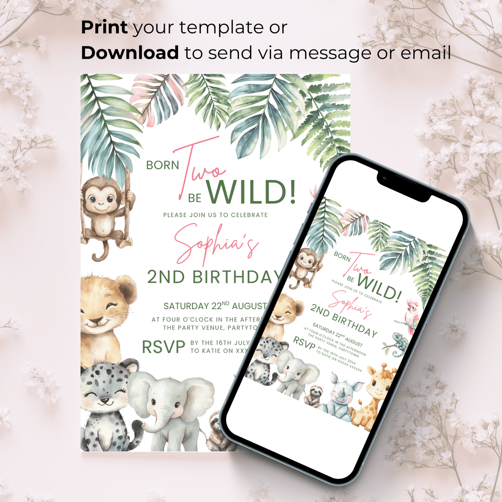Born Two Be Wild 2nd Birthday Invitation