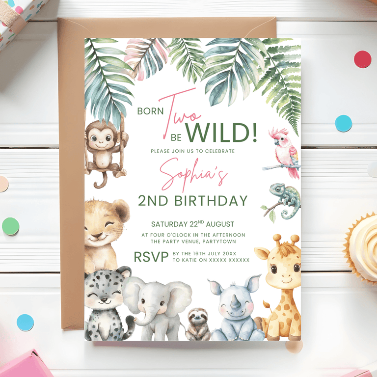 Born Two Be Wild 2nd Birthday Invitation