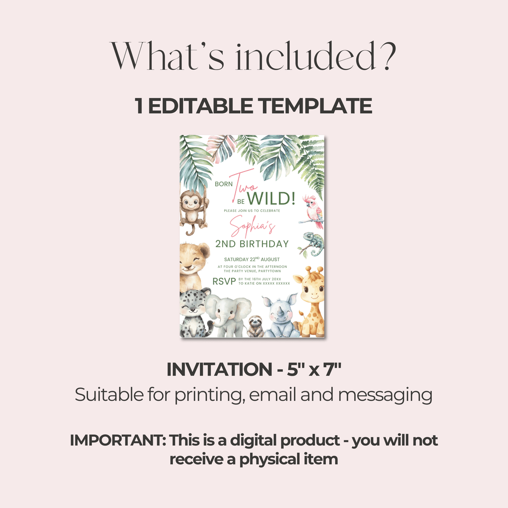 Born Two Be Wild 2nd Birthday Invitation