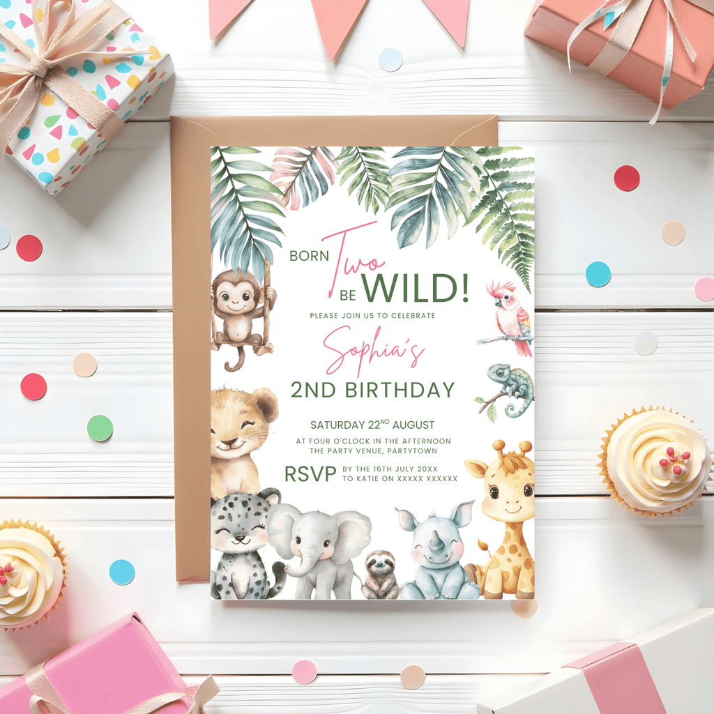 Born Two Be Wild 2nd Birthday Invitation
