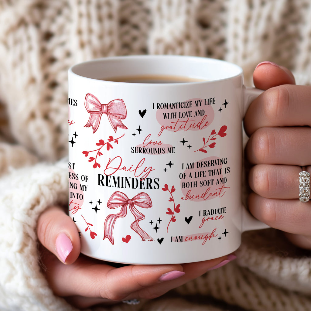 Positive Affirmation Pink Bow Mug