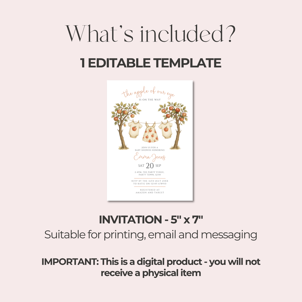 Apple Of Our Eye Baby Shower Invitation
