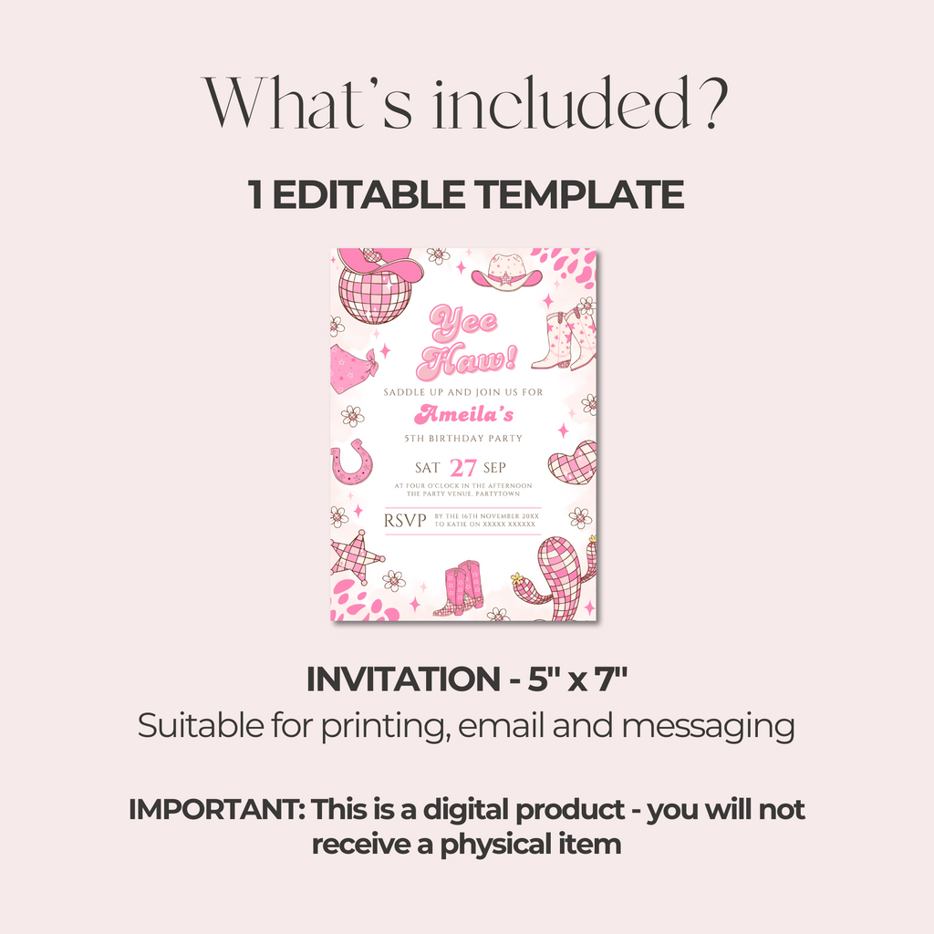 Space Cowgirl Birthday Invitation